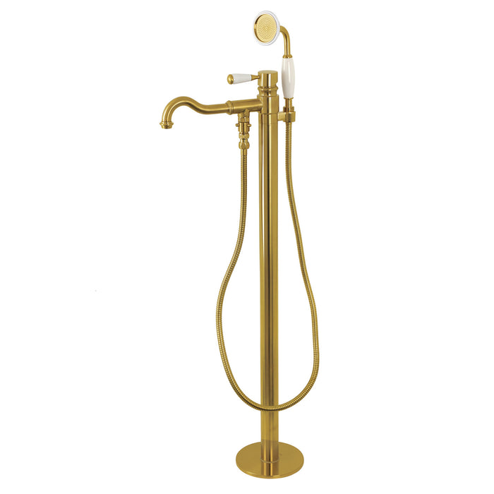 Kingston Tulare KS7137DPL - Paris Single-Handle 1-Hole Freestanding Tub Faucet with Hand Shower, Brushed Brass