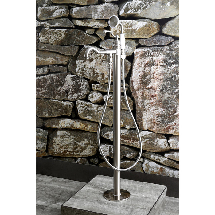 Kingston Heirloom KS7138ABL - English Country Single-Handle 1-Hole Freestanding Tub Faucet with Hand Shower, Brushed Nickel