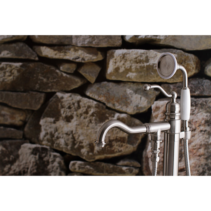 Kingston Heirloom KS7138ABL - English Country Single-Handle 1-Hole Freestanding Tub Faucet with Hand Shower, Brushed Nickel