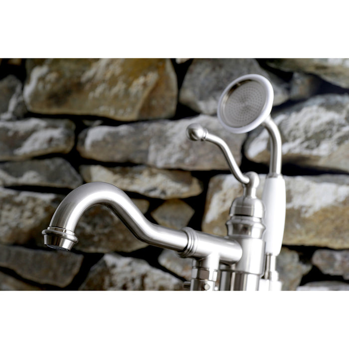Kingston Heirloom KS7138ABL - English Country Single-Handle 1-Hole Freestanding Tub Faucet with Hand Shower, Brushed Nickel