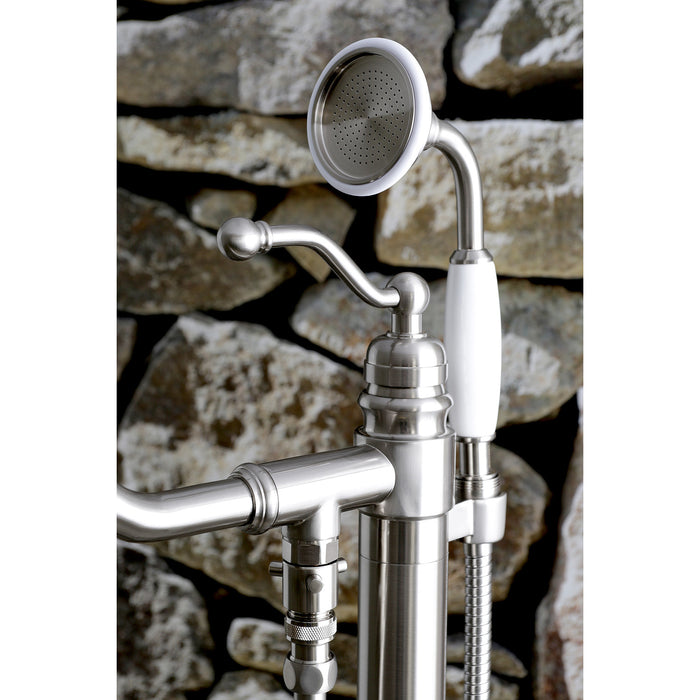 Kingston Heirloom KS7138ABL - English Country Single-Handle 1-Hole Freestanding Tub Faucet with Hand Shower, Brushed Nickel