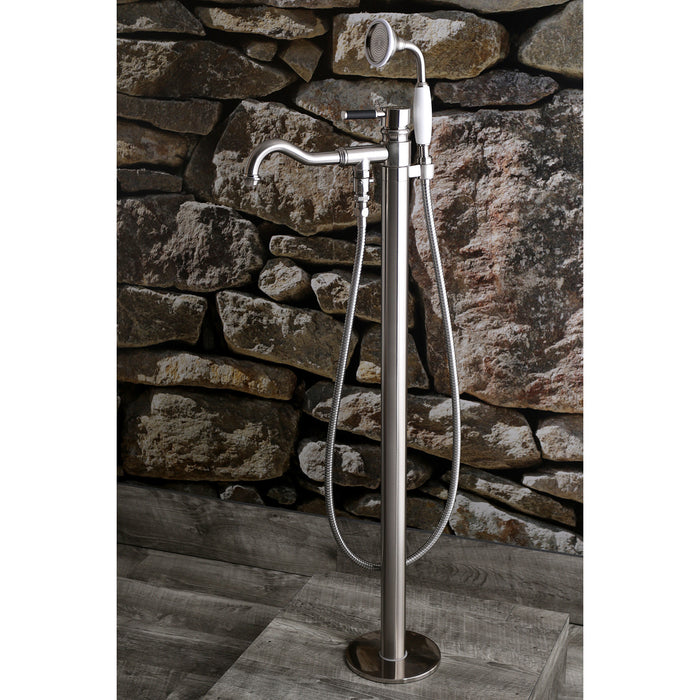 Kingston Sona KS7138DKL - Kaiser Single-Handle 1-Hole Freestanding Tub Faucet with Hand Shower, Brushed Nickel