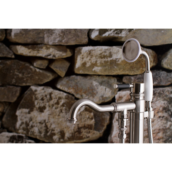 Kingston Sona KS7138DKL - Kaiser Single-Handle 1-Hole Freestanding Tub Faucet with Hand Shower, Brushed Nickel