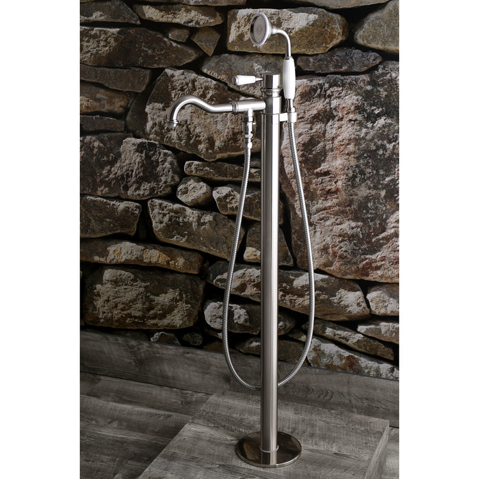 Kingston Tulare KS7138DPL - Paris Single-Handle 1-Hole Freestanding Tub Faucet with Hand Shower, Brushed Nickel