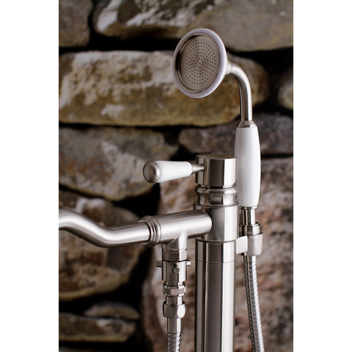 Kingston Tulare KS7138DPL - Paris Single-Handle 1-Hole Freestanding Tub Faucet with Hand Shower, Brushed Nickel