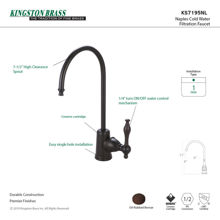Naples KS7195NL Single-Handle 1-Hole Deck Mount Water Filtration Faucet, Oil Rubbed Bronze