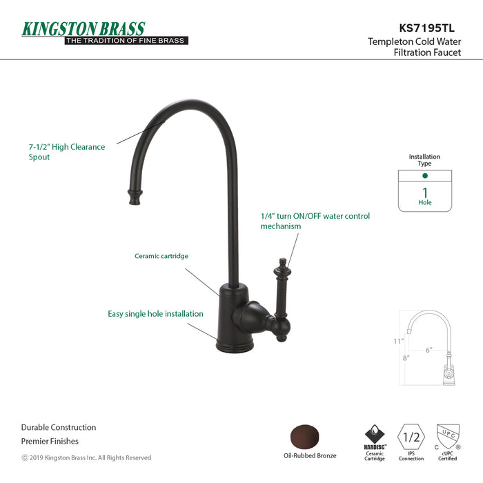 Templeton KS7195TL Single-Handle 1-Hole Deck Mount Water Filtration Faucet, Oil Rubbed Bronze