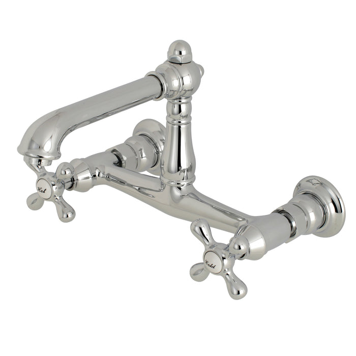 Kingston Heirloom KS7241AX - English Country Double-Handle 2-Hole Wall Mount Bathroom Faucet, Polished Chrome