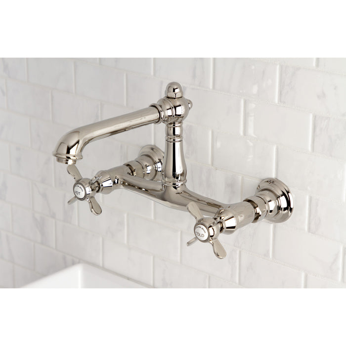 Kingston Heirloom KS7246BEX - Essex Double-Handle 2-Hole Wall Mount Bathroom Faucet, Polished Nickel