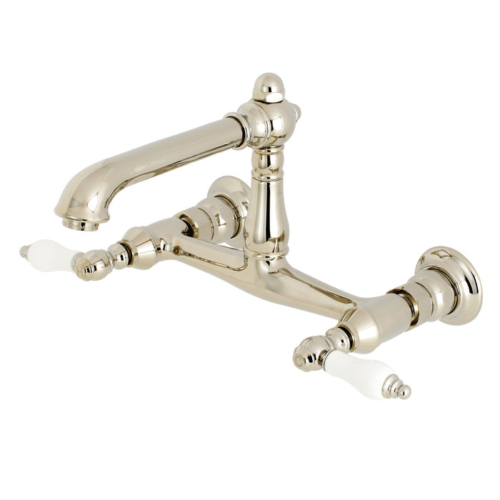 Kingston Heirloom KS7246PL - English Country Double-Handle 2-Hole Wall Mount Bathroom Faucet, Polished Nickel
