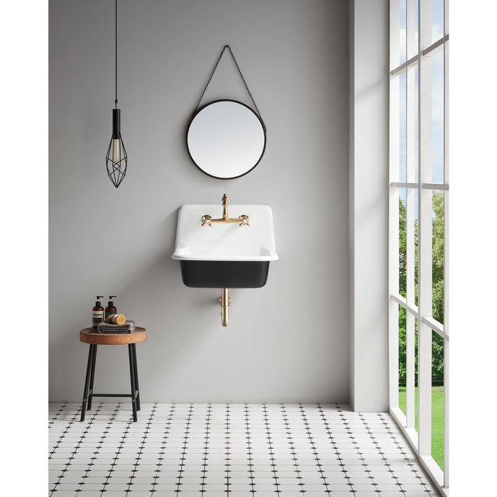 Kingston Heirloom KS7247AX - English Country Double-Handle 2-Hole Wall Mount Bathroom Faucet, Brushed Brass