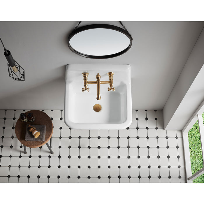 Kingston Heirloom KS7247AX - English Country Double-Handle 2-Hole Wall Mount Bathroom Faucet, Brushed Brass