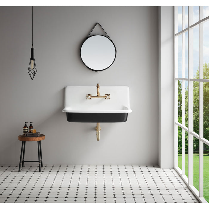 Kingston Heirloom KS7247AX - English Country Double-Handle 2-Hole Wall Mount Bathroom Faucet, Brushed Brass