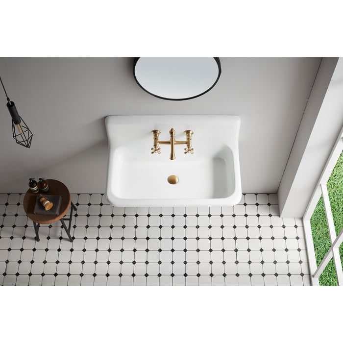 Kingston Heirloom KS7247AX - English Country Double-Handle 2-Hole Wall Mount Bathroom Faucet, Brushed Brass