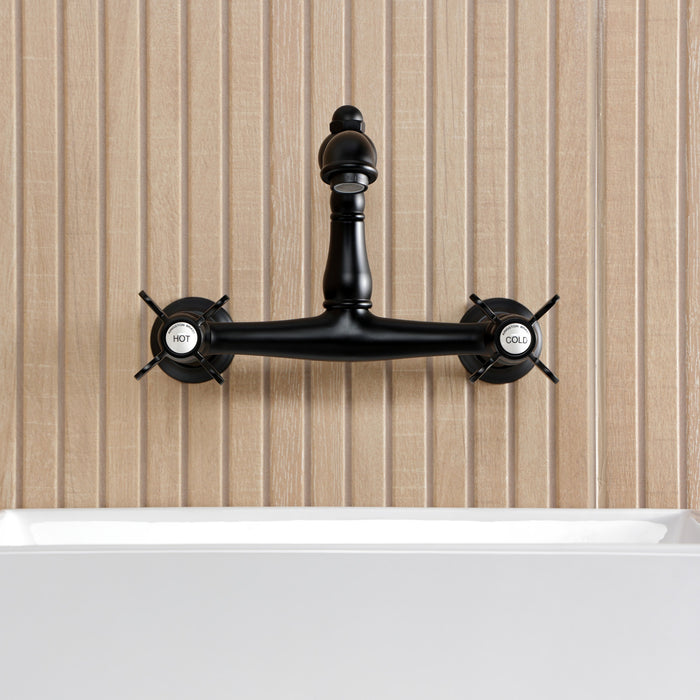 Essex KS7250BEX Double-Handle 2-Hole Wall Mount Bathroom Faucet, Matte Black
