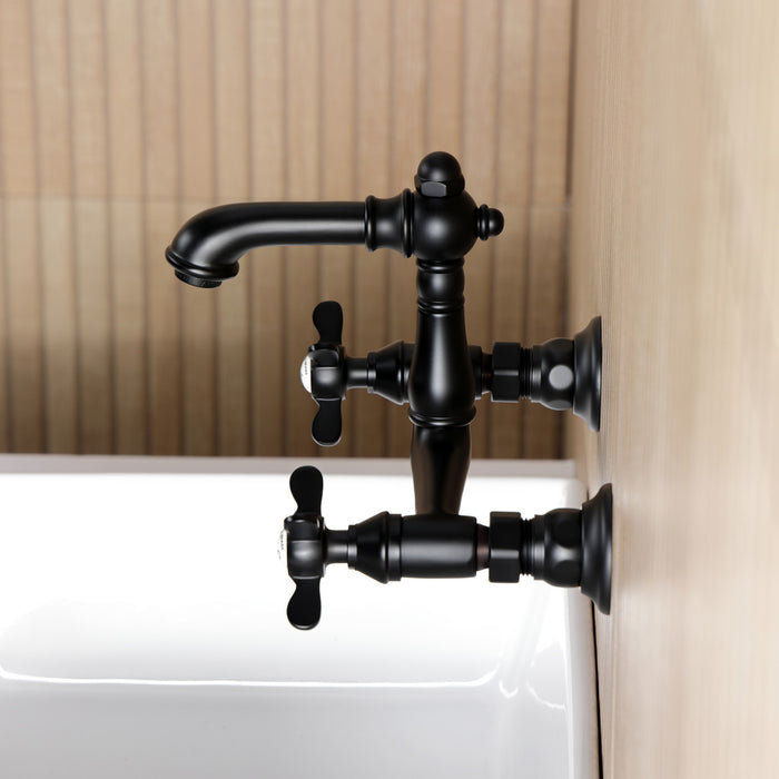 Essex KS7250BEX Double-Handle 2-Hole Wall Mount Bathroom Faucet, Matte Black