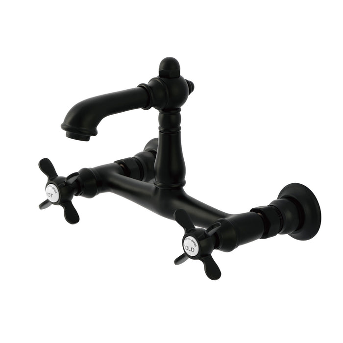 Essex KS7250BEX Double-Handle 2-Hole Wall Mount Bathroom Faucet, Matte Black