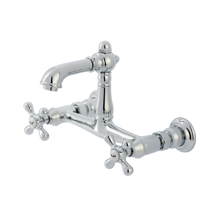 Kingston Heirloom KS7251AX - English Country Double-Handle 2-Hole Wall Mount Bathroom Faucet, Polished Chrome