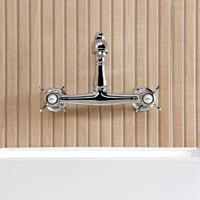 Kingston Heirloom KS7251BEX - Essex Double-Handle 2-Hole Wall Mount Bathroom Faucet, Polished Chrome