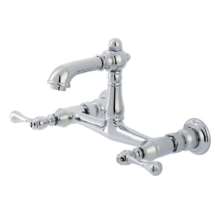 Kingston Heirloom KS7251BL - English Country Double-Handle 2-Hole Wall Mount Bathroom Faucet, Polished Chrome