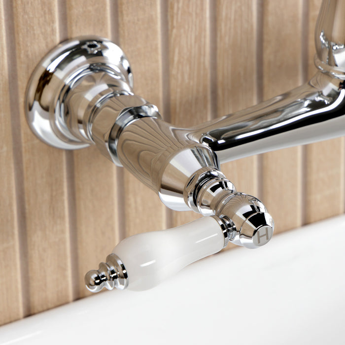 Kingston Heirloom KS7251PL - English Country Double-Handle 2-Hole Wall Mount Bathroom Faucet, Polished Chrome