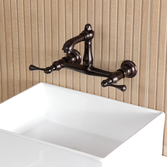 Kingston Heirloom KS7255BL - English Country Double-Handle 2-Hole Wall Mount Bathroom Faucet, Oil Rubbed Bronze