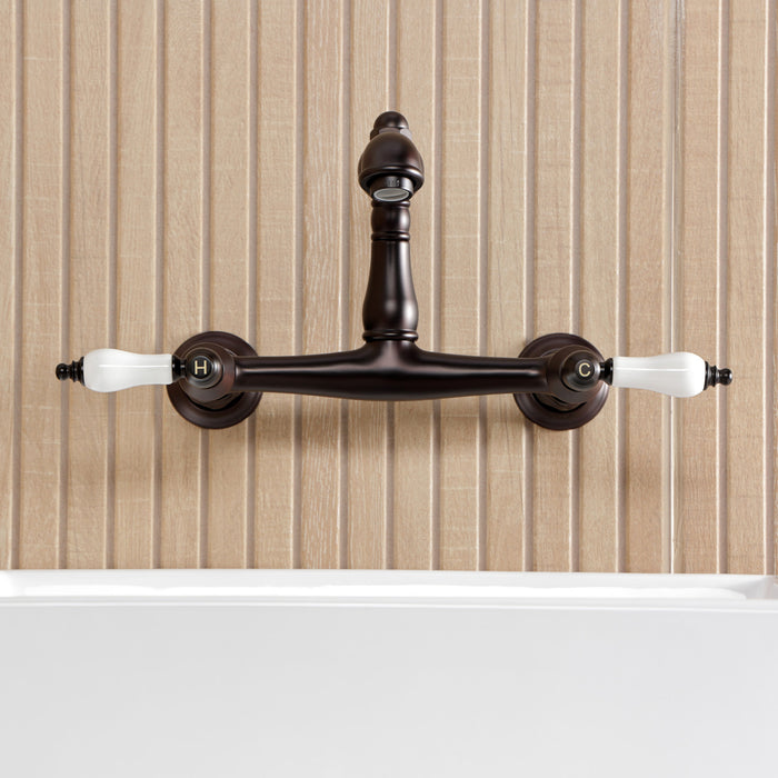 Kingston Heirloom KS7255PL - English Country Double-Handle 2-Hole Wall Mount Bathroom Faucet, Oil Rubbed Bronze