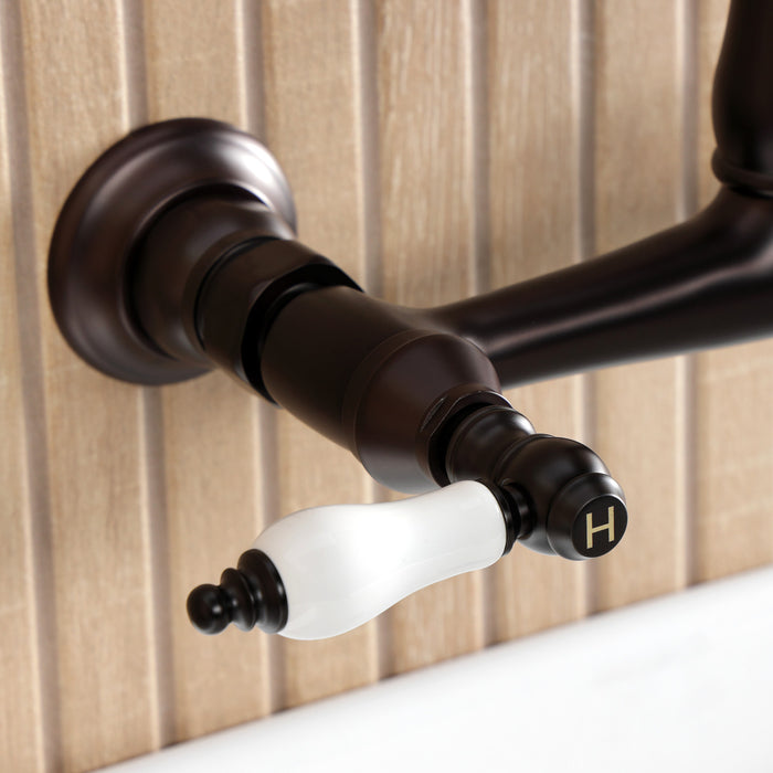 Kingston Heirloom KS7255PL - English Country Double-Handle 2-Hole Wall Mount Bathroom Faucet, Oil Rubbed Bronze