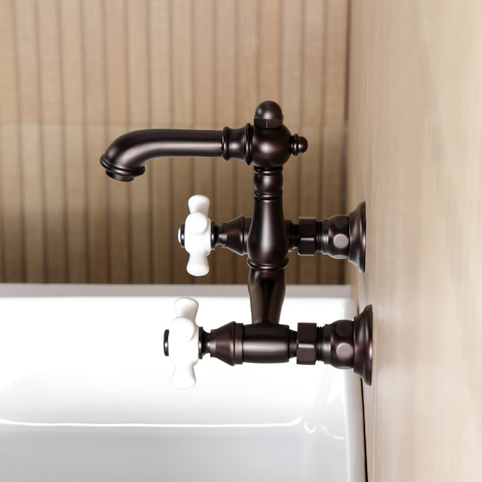 Kingston Heirloom KS7255PX - English Country Double-Handle 2-Hole Wall Mount Bathroom Faucet, Oil Rubbed Bronze