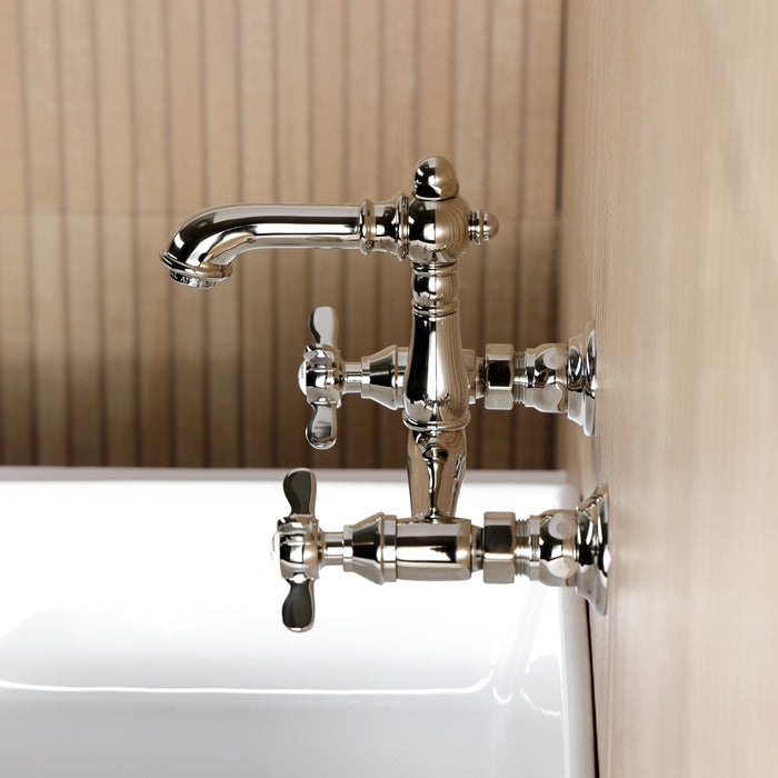 Kingston Heirloom KS7256BEX - Essex Double-Handle 2-Hole Wall Mount Bathroom Faucet, Polished Nickel