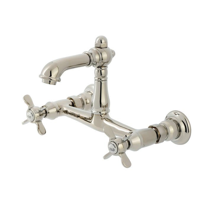Kingston Heirloom KS7256BEX - Essex Double-Handle 2-Hole Wall Mount Bathroom Faucet, Polished Nickel