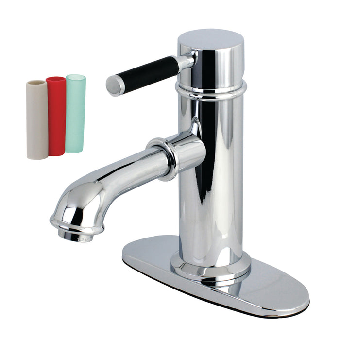 Kingston Tulare KS7411DKL - Kaiser One-Handle 1-Hole Bathroom Faucet with Deck Plate and Brass Pop-Up Drain, Polished Chrome