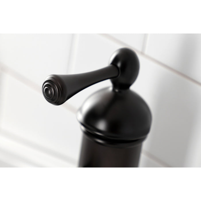 Kingston Tulare KS7415BL - Paris One-Handle 1-Hole Bathroom Faucet with Deck Plate and Brass Pop-Up Drain, Oil Rubbed Bronze