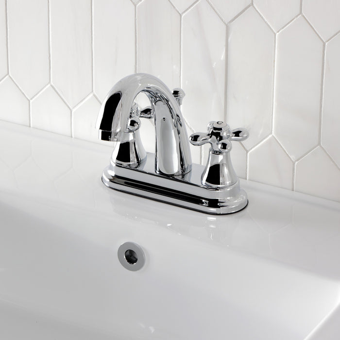 Kingston Heirloom KS7611AX - English Vintage Double-Handle 3-Hole Deck Mount 4-Inch Centerset Bathroom Faucet with Brass Pop-Up, Polished Chrome