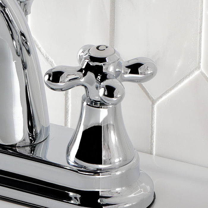 Kingston Heirloom KS7611AX - English Vintage Double-Handle 3-Hole Deck Mount 4-Inch Centerset Bathroom Faucet with Brass Pop-Up, Polished Chrome
