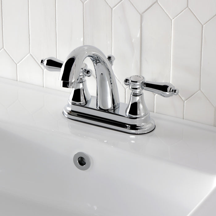 Kingston Heirloom KS7611BAL - Heirloom Double-Handle 3-Hole Deck Mount 4-Inch Centerset Bathroom Faucet with Brass Pop-Up, Polished Chrome