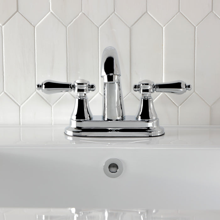 Kingston Heirloom KS7611BAL - Heirloom Double-Handle 3-Hole Deck Mount 4-Inch Centerset Bathroom Faucet with Brass Pop-Up, Polished Chrome