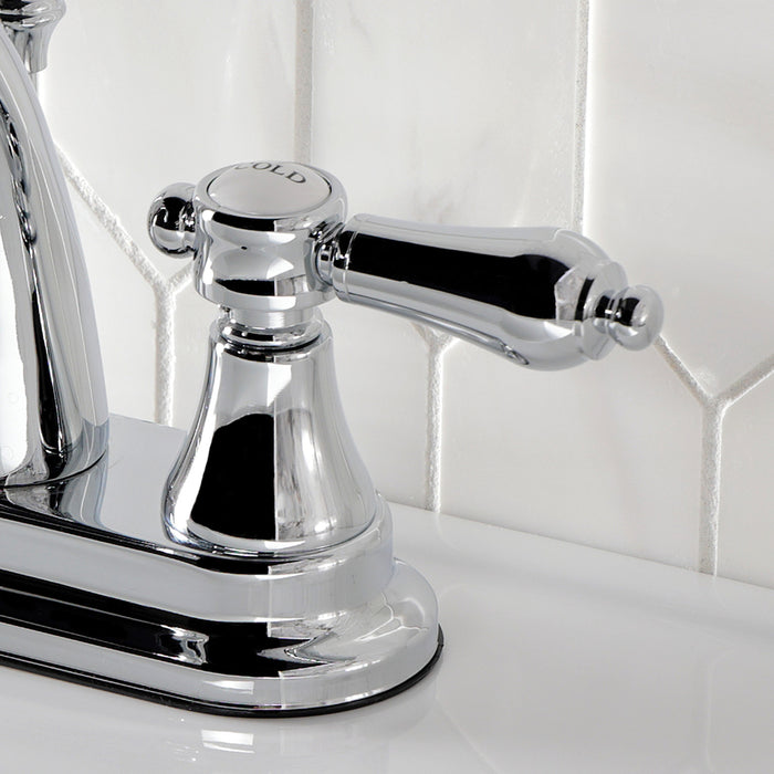 Kingston Heirloom KS7611BAL - Heirloom Double-Handle 3-Hole Deck Mount 4-Inch Centerset Bathroom Faucet with Brass Pop-Up, Polished Chrome