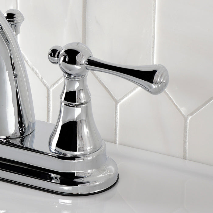 Kingston Tulare KS7611BL - English Vintage Double-Handle 3-Hole Deck Mount 4-Inch Centerset Bathroom Faucet with Brass Pop-Up, Polished Chrome