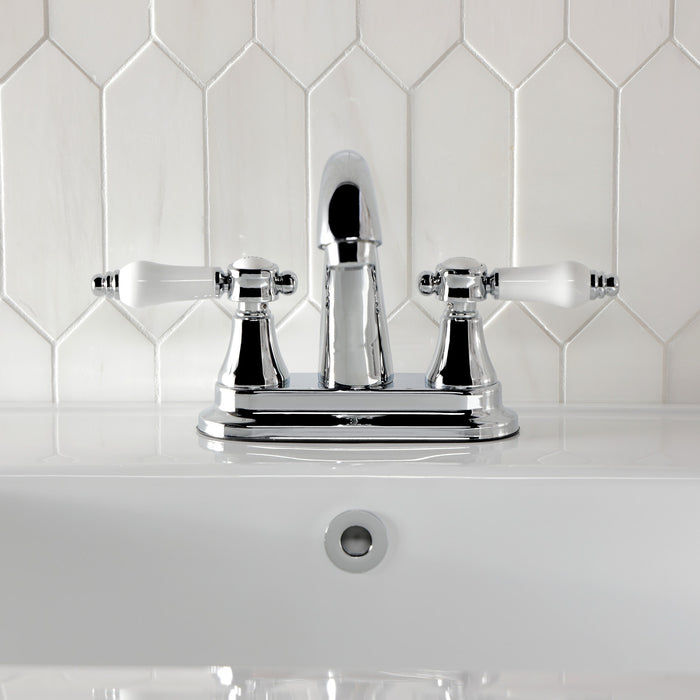 Kingston Heirloom KS7611BPL - Bel-Air Double-Handle 3-Hole Deck Mount 4-Inch Centerset Bathroom Faucet with Brass Pop-Up, Polished Chrome