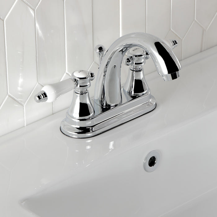 Kingston Heirloom KS7611BPL - Bel-Air Double-Handle 3-Hole Deck Mount 4-Inch Centerset Bathroom Faucet with Brass Pop-Up, Polished Chrome