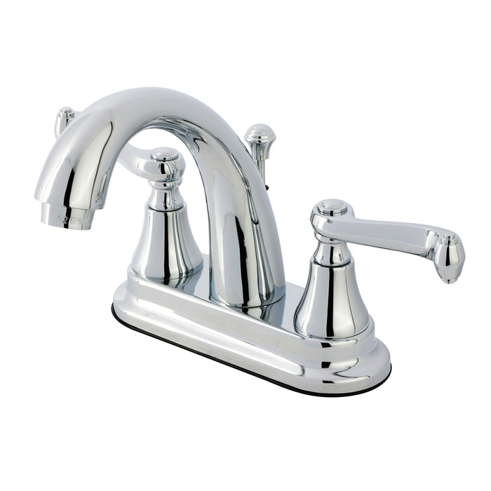 Kingston Tulare KS7611FL - English Vintage Double-Handle 3-Hole Deck Mount 4-Inch Centerset Bathroom Faucet with Brass Pop-Up, Polished Chrome