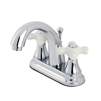 Kingston Brass WC-Wasserhahn Englisch Klassisch - Poliertes Nickel, Mit Pop-Up Ablauf, 14,7cm Reichweite, Für 3-Loch Montage