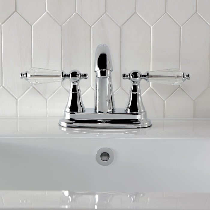 Kingston Heirloom KS7611WLL - Wilshire Double-Handle 3-Hole Deck Mount 4-Inch Centerset Bathroom Faucet with Brass Pop-Up, Polished Chrome