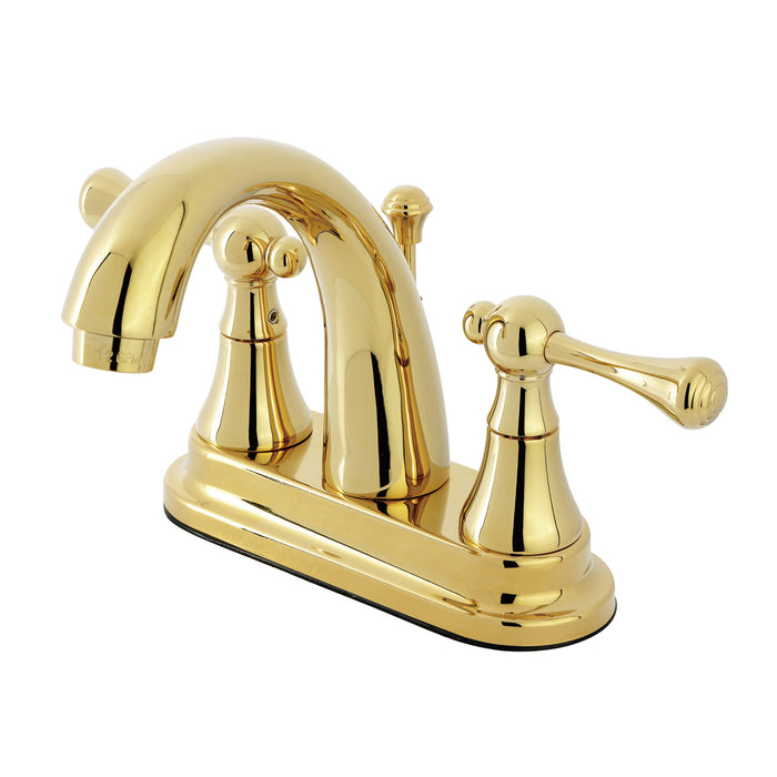 Kingston Tulare KS7612BL - English Vintage Double-Handle 3-Hole Deck Mount 4-Inch Centerset Bathroom Faucet with Brass Pop-Up, Polished Brass