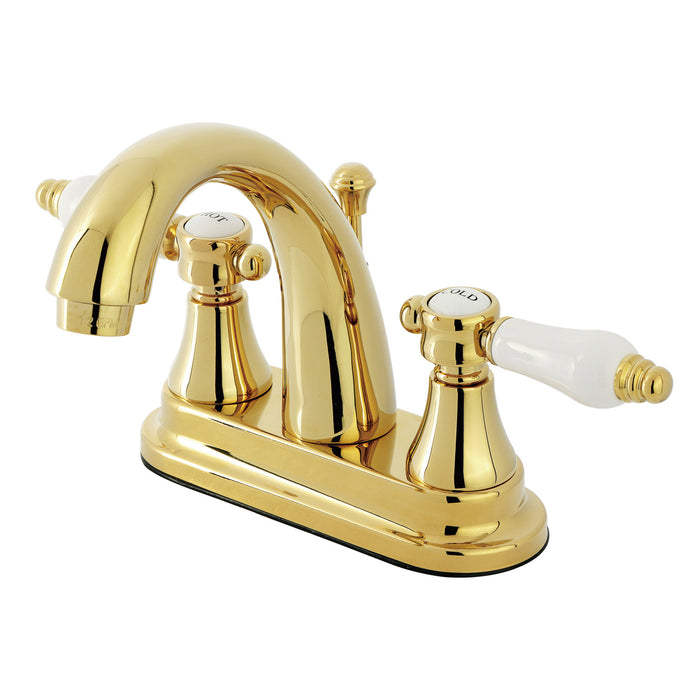 Kingston Heirloom KS7612BPL - Bel-Air Double-Handle 3-Hole Deck Mount 4-Inch Centerset Bathroom Faucet with Brass Pop-Up, Polished Brass