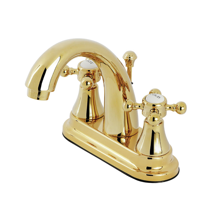 English Vintage KS7612BX Two-Handle 3-Hole Deck Mount 4" Centerset Bathroom Faucet with Brass Pop-Up, Polished Brass