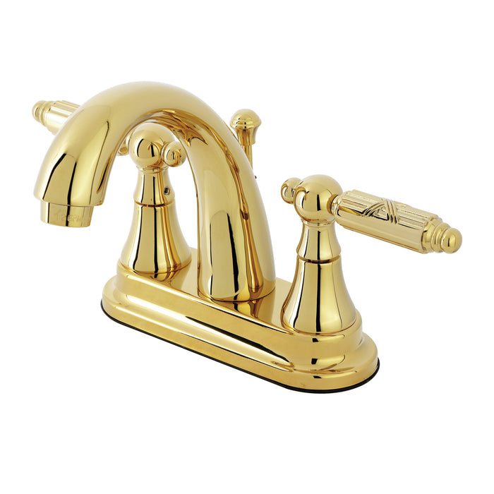 Kingston Tulare KS7612GL - Georgian Double-Handle 3-Hole Deck Mount 4-Inch Centerset Bathroom Faucet with Brass Pop-Up, Polished Brass
