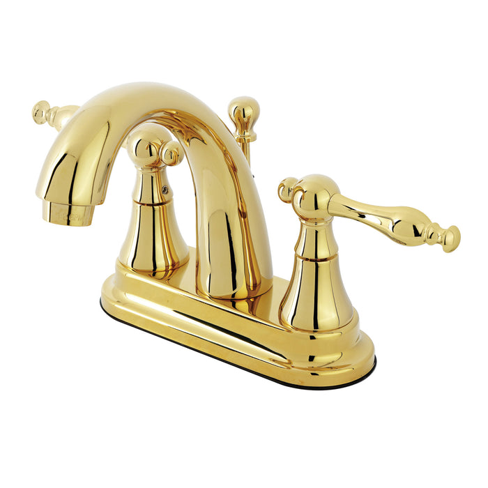 Normandy KS7612NL Two-Handle 3-Hole Deck Mount 4" Centerset Bathroom Faucet with Brass Pop-Up, Polished Brass