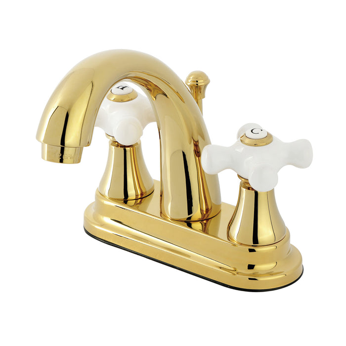 English Vintage KS7612PX Two-Handle 3-Hole Deck Mount 4" Centerset Bathroom Faucet with Brass Pop-Up, Polished Brass
